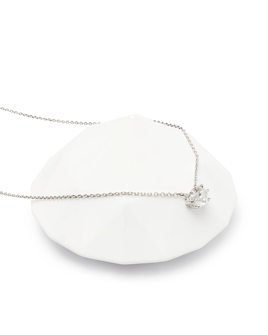 Oval Lab-Grown Diamond Solitaire Necklace – 14K White Gold