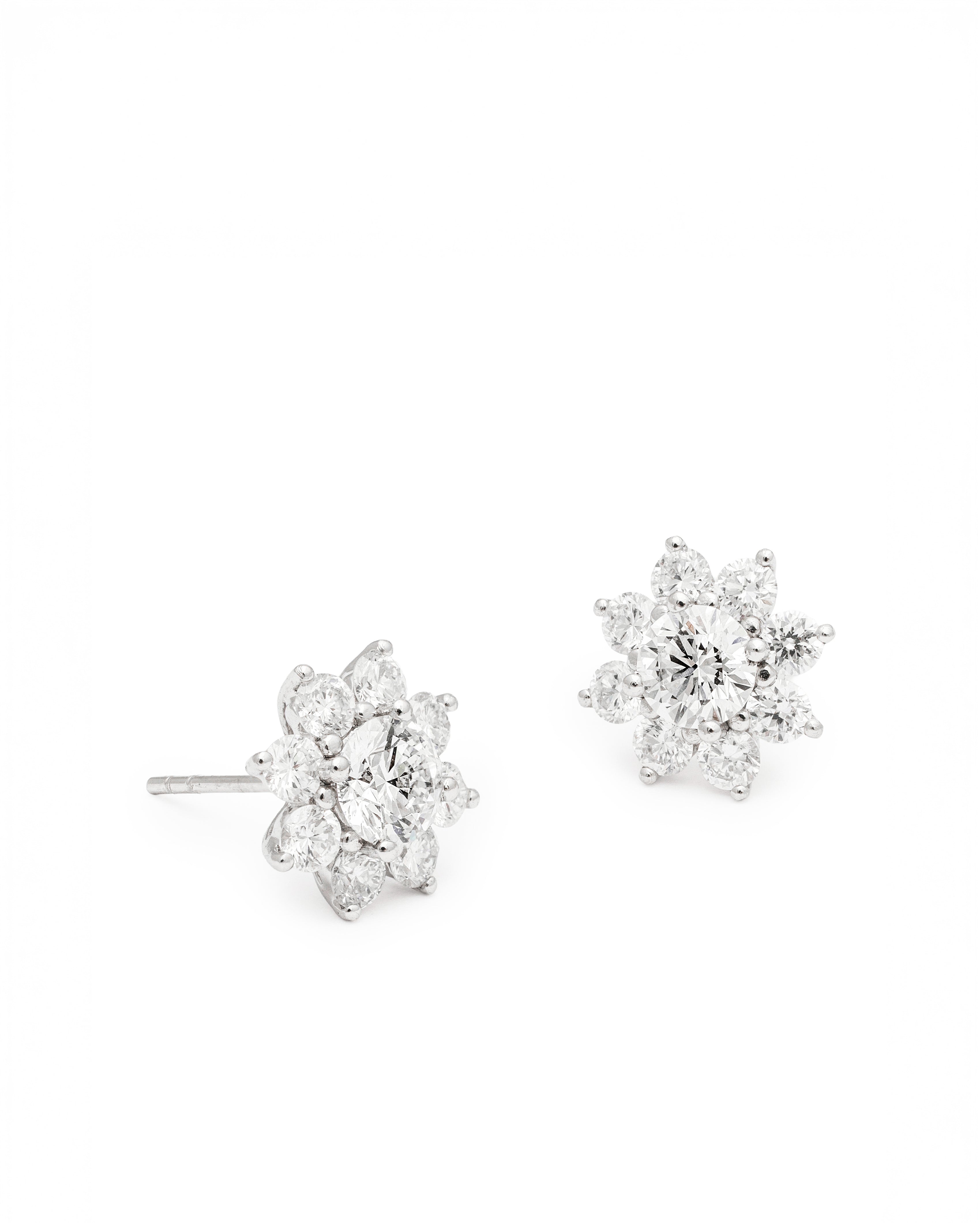 Radiant Bloom Diamond Studs – 2.50ct Lab-Grown Diamond Earrings in 14K Gold