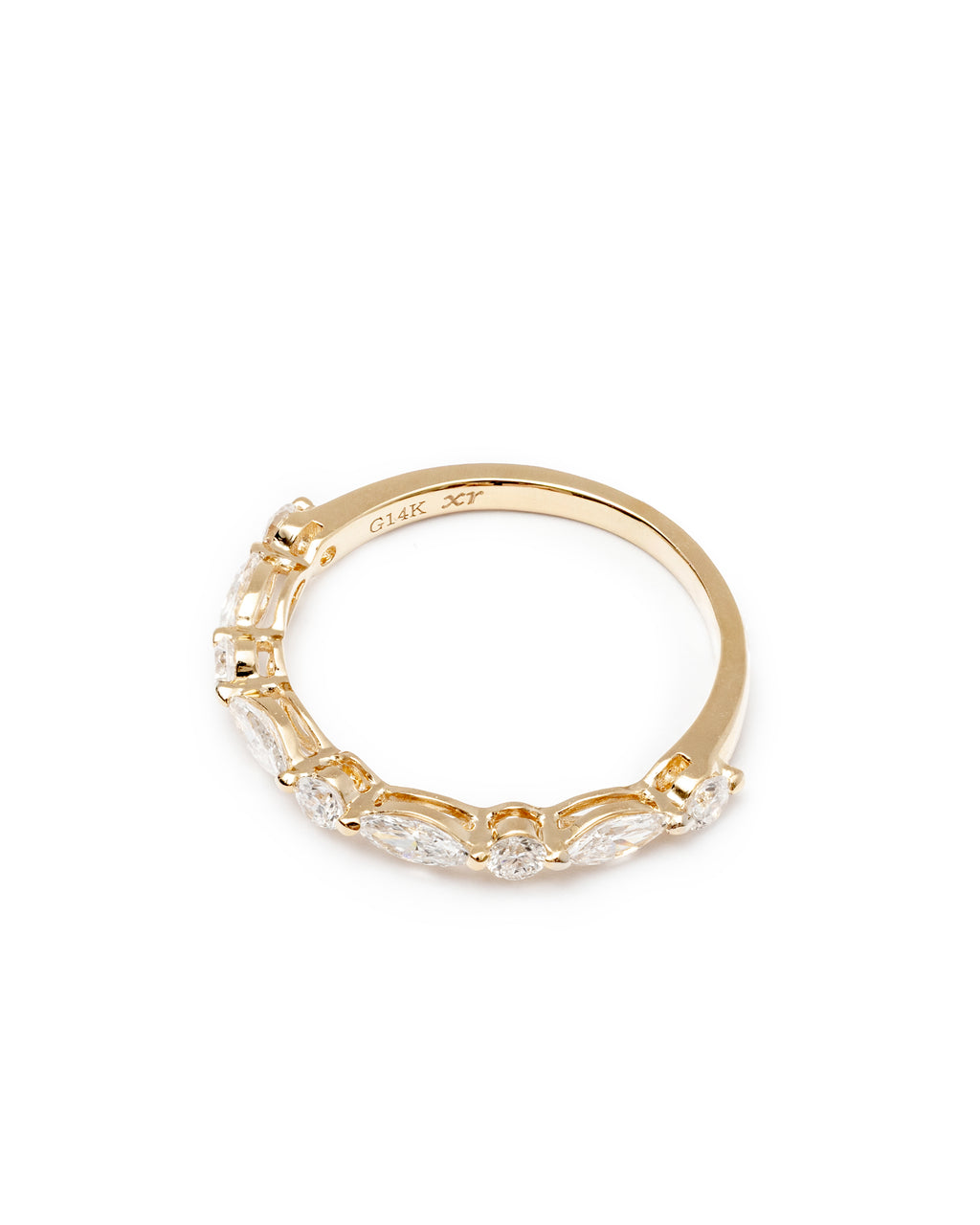 Marquise & Round Lab-Grown Diamond Band – 14K Gold