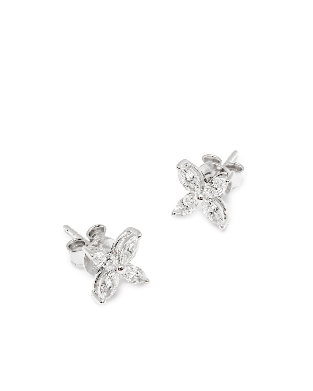 Four-Leaf Clover Lab-Grown Diamond Earrings – 14K White Gold