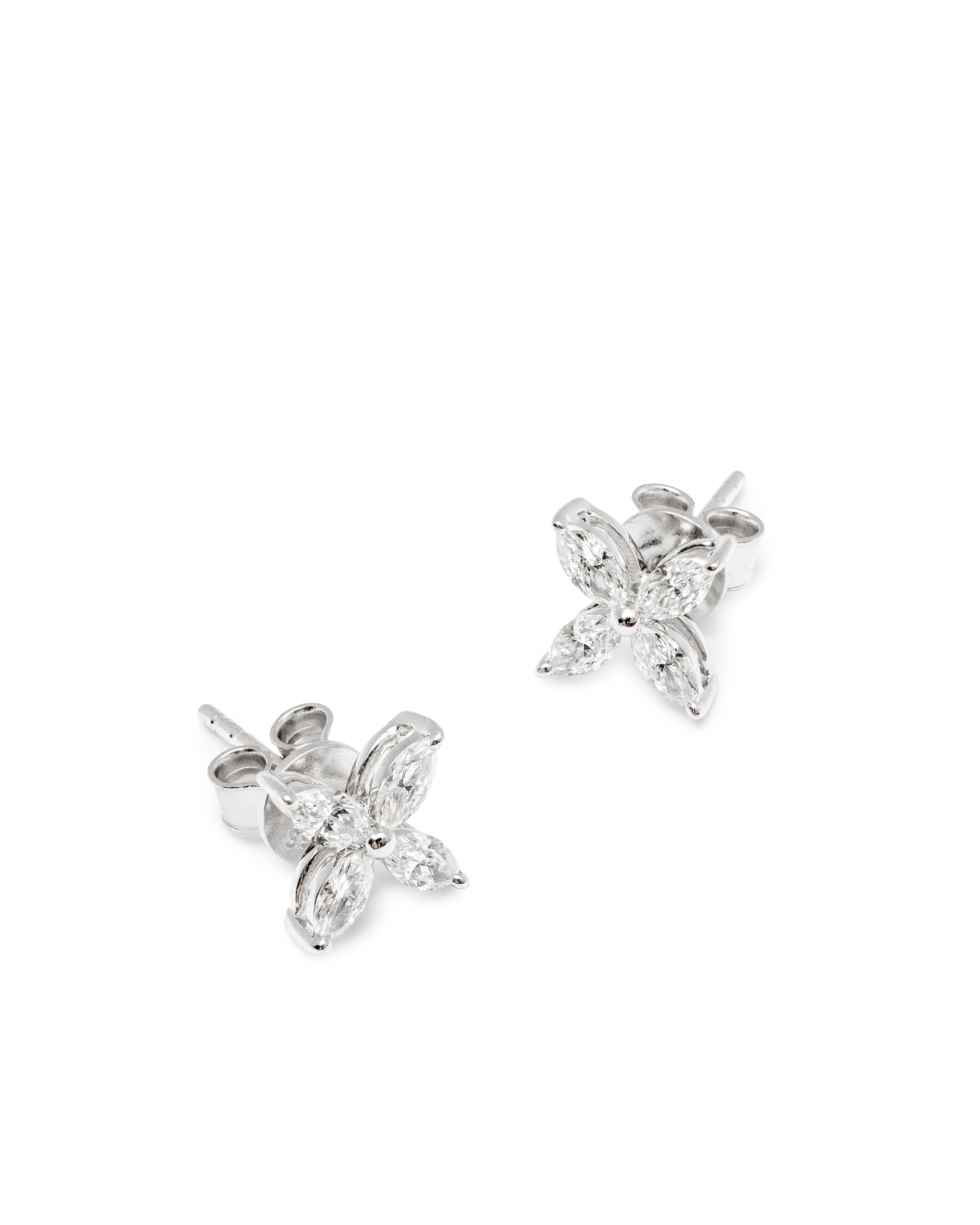 Four-Leaf Clover Lab-Grown Diamond Earrings – 14K White Gold