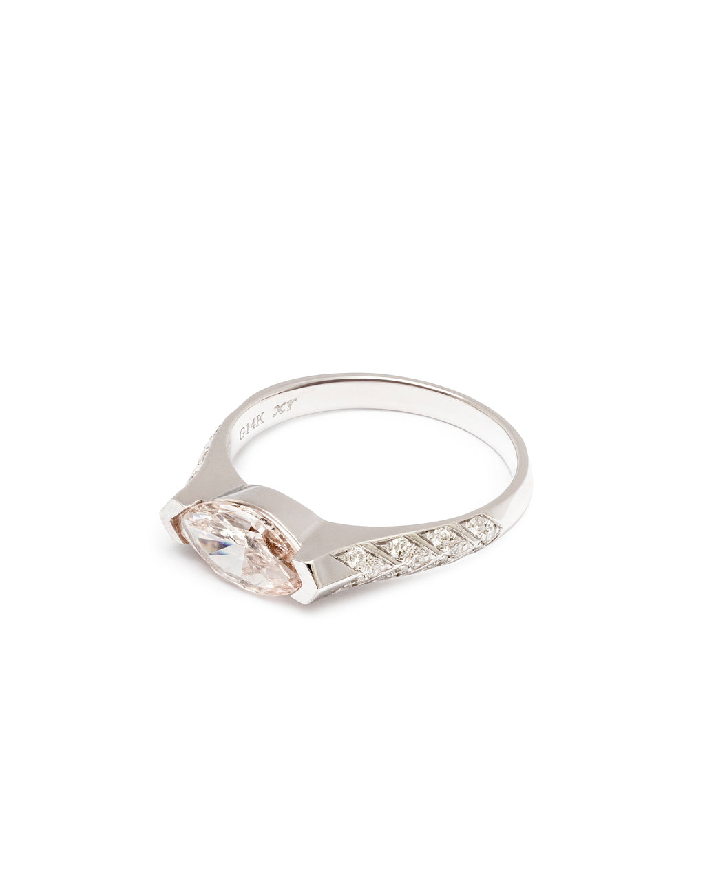 Pink Marquise Diamond Ring in 14K White Gold