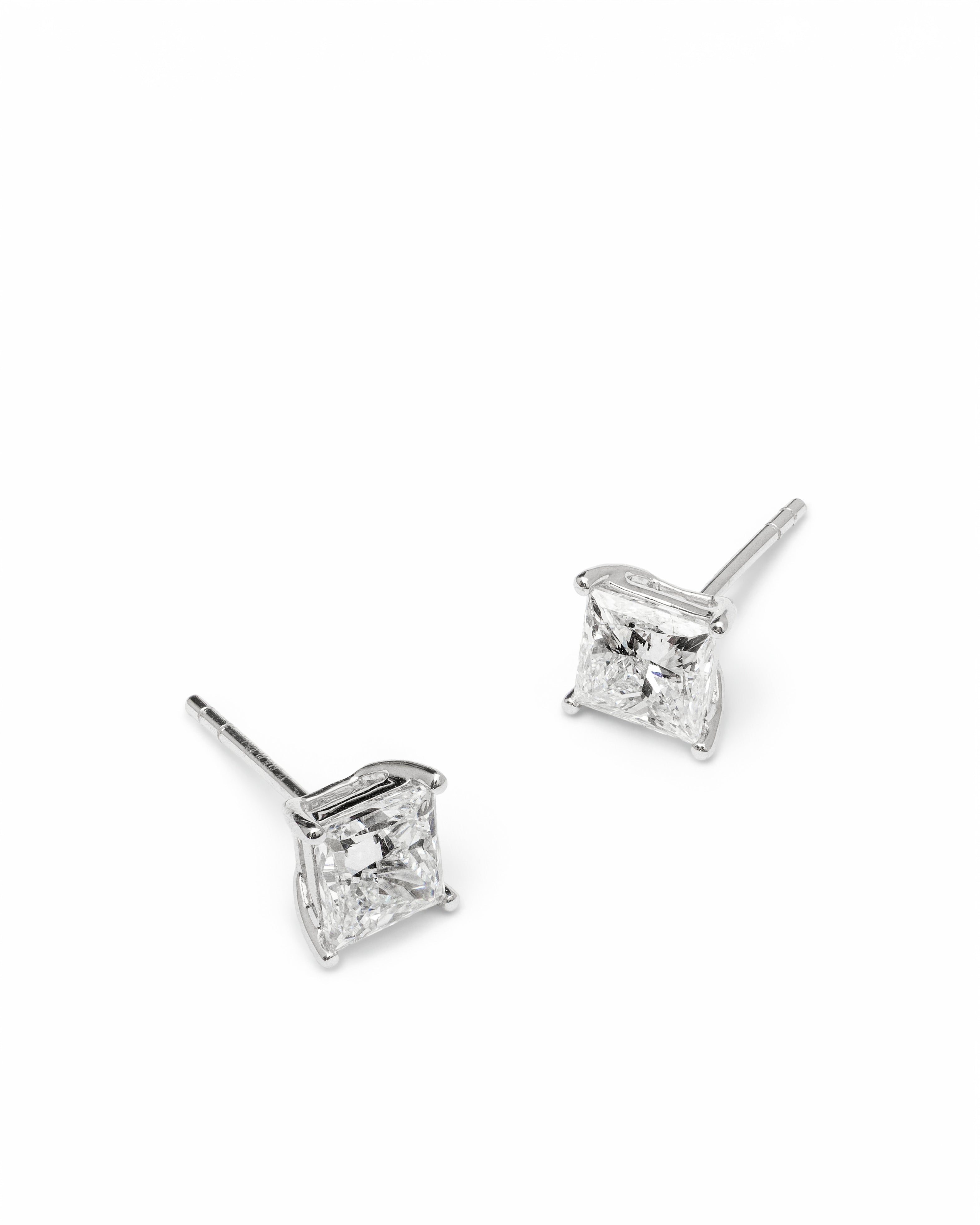Princess Brilliance Diamond Studs – 2.00ct Total | Lab-Grown | 14K Gold