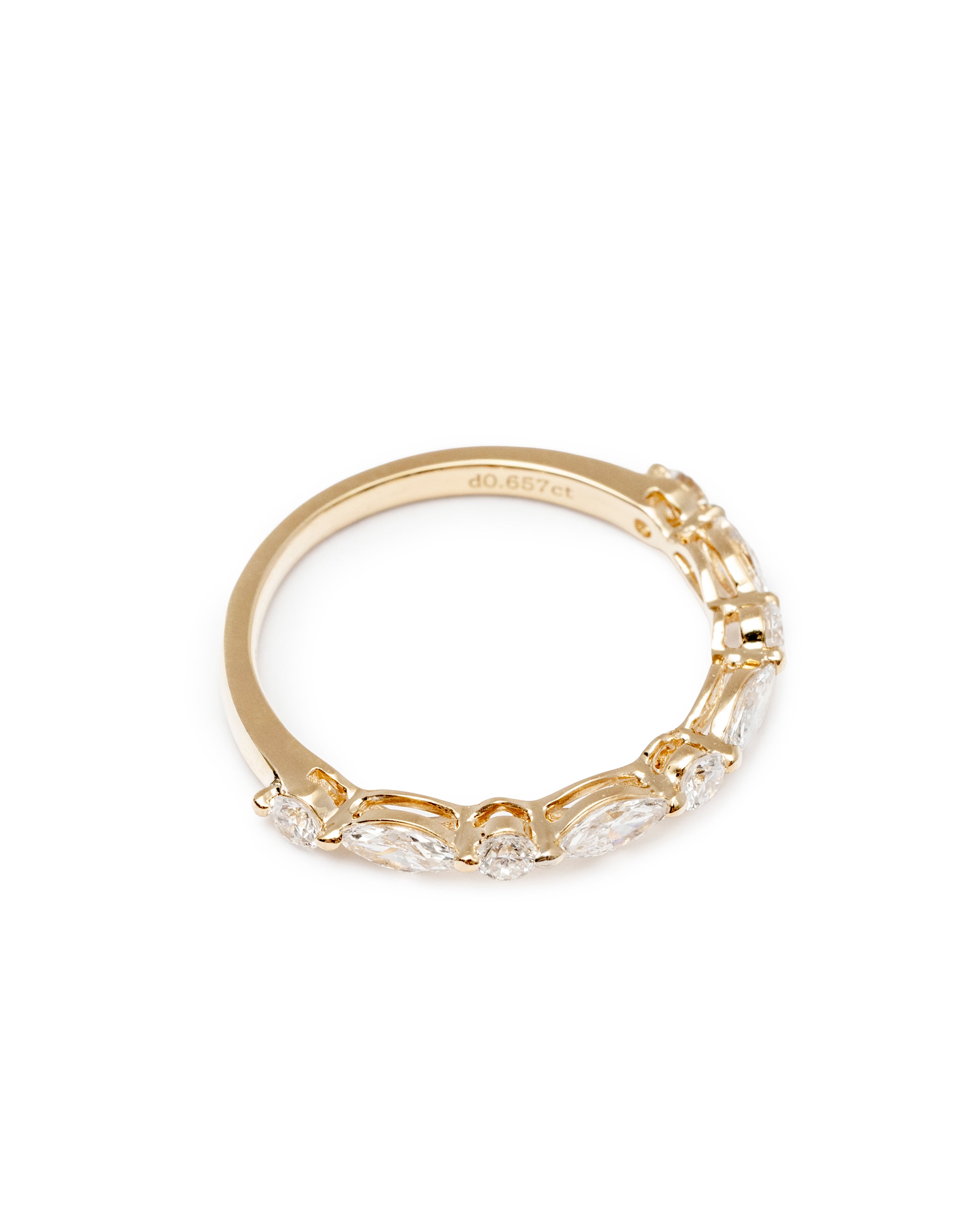 Marquise & Round Lab-Grown Diamond Band – 14K Gold
