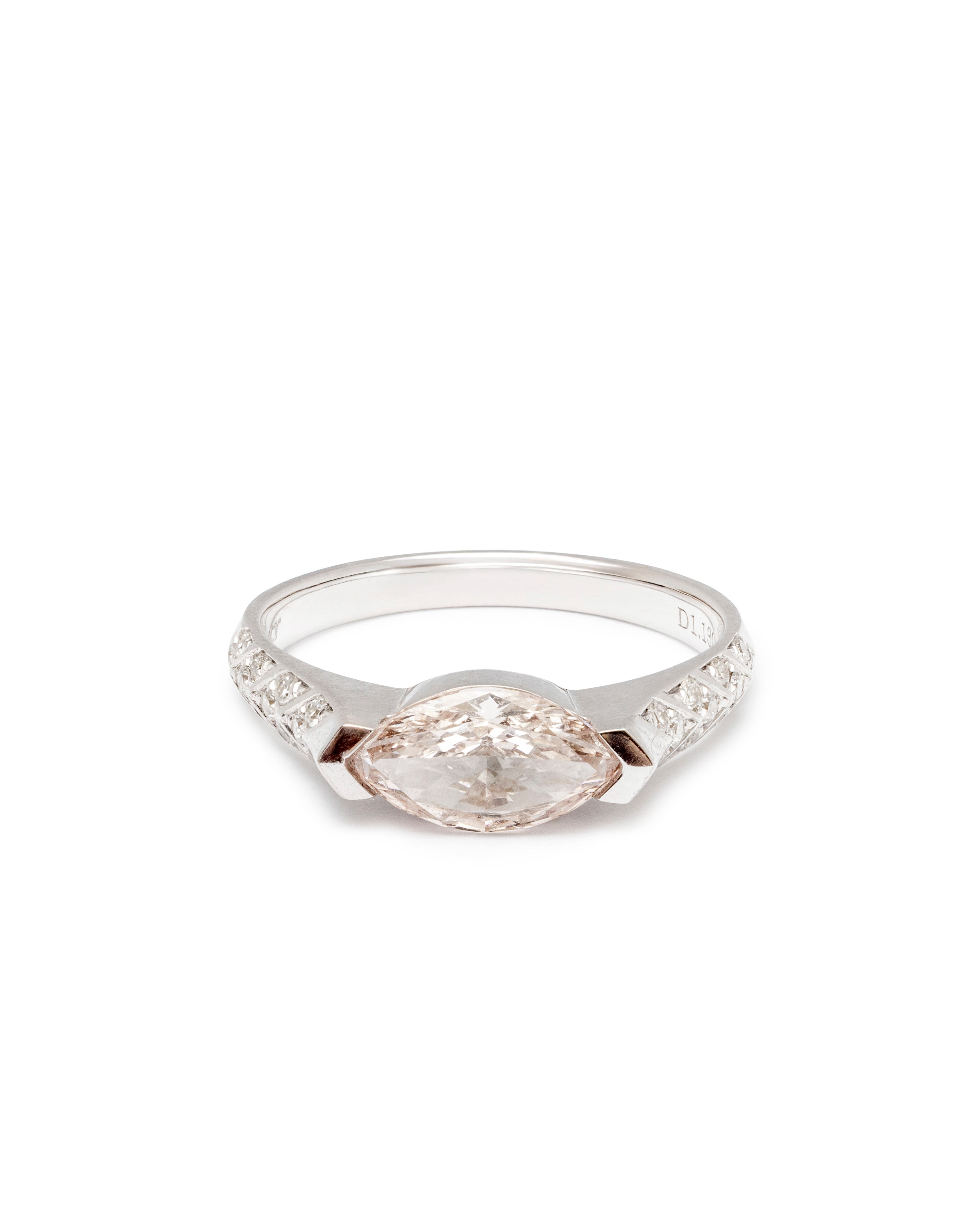 Pink Marquise Diamond Ring in 14K White Gold