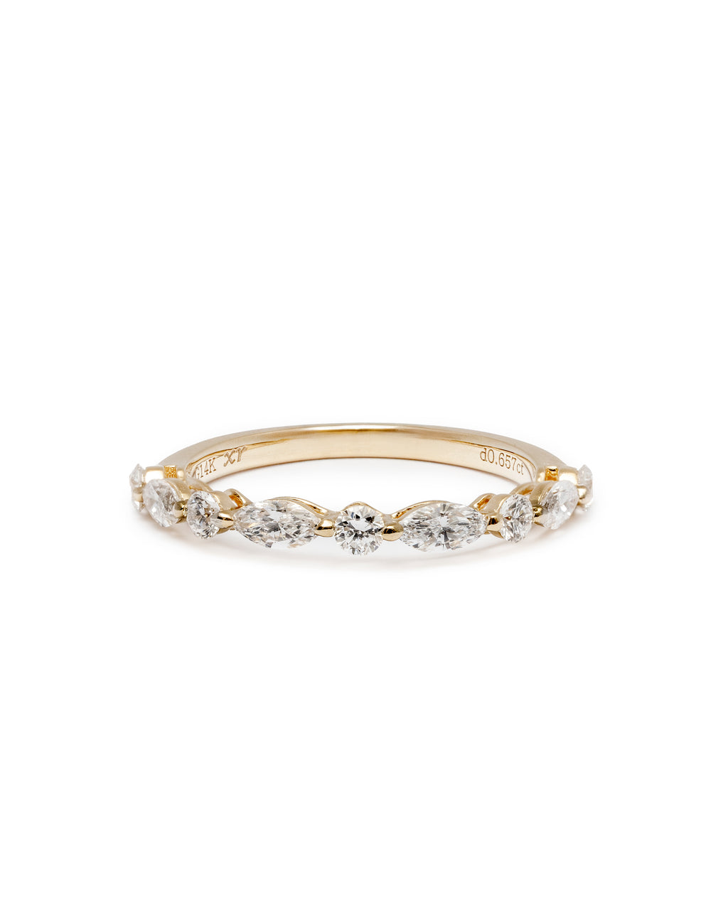 Marquise & Round Lab-Grown Diamond Band – 14K Gold