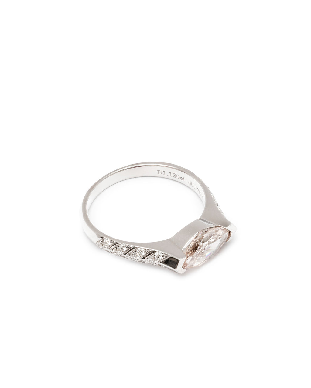 Pink Marquise Diamond Ring in 14K White Gold