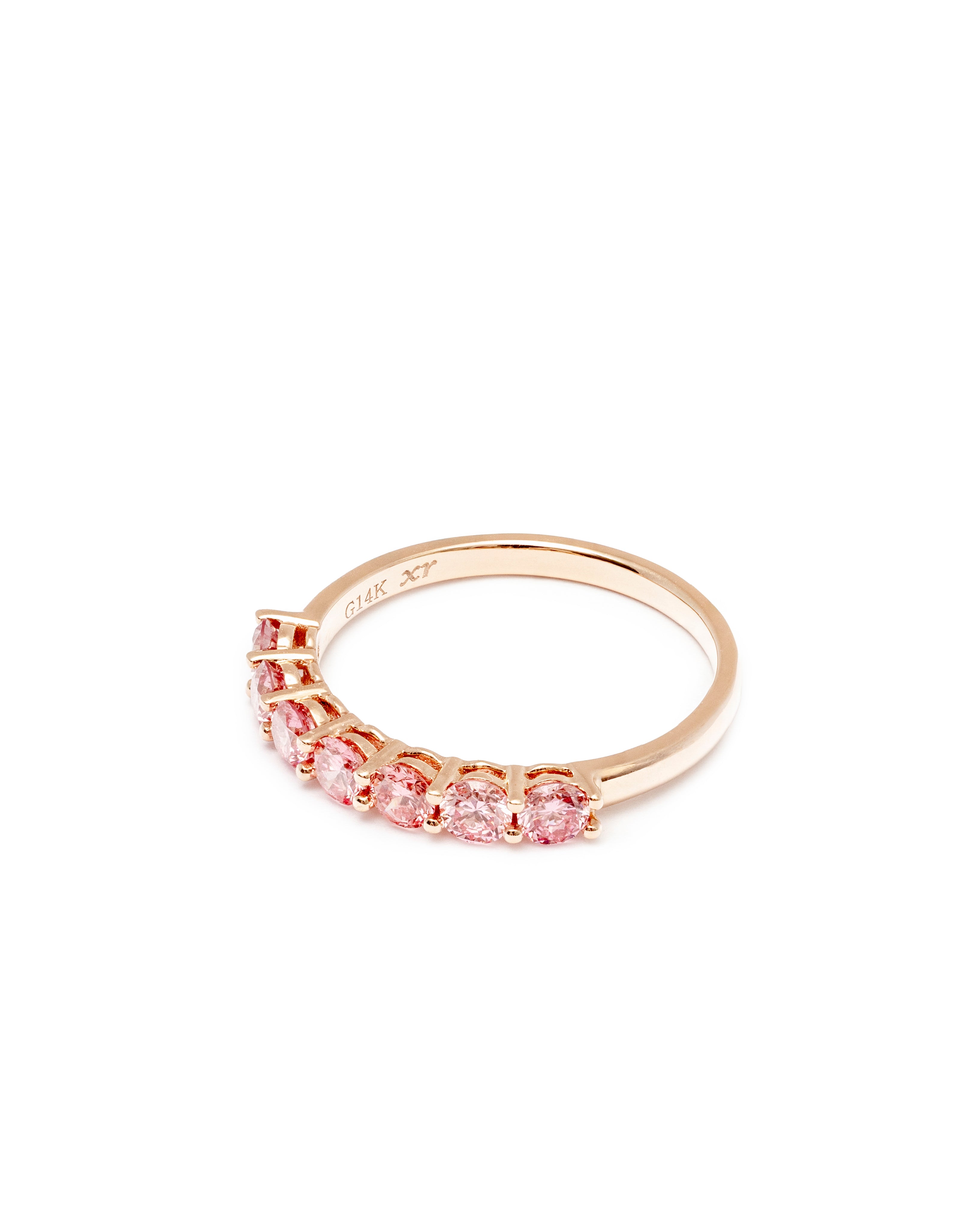 Seven-Stone Pink Lab-Grown Diamond Ring – 14K Rose Gold