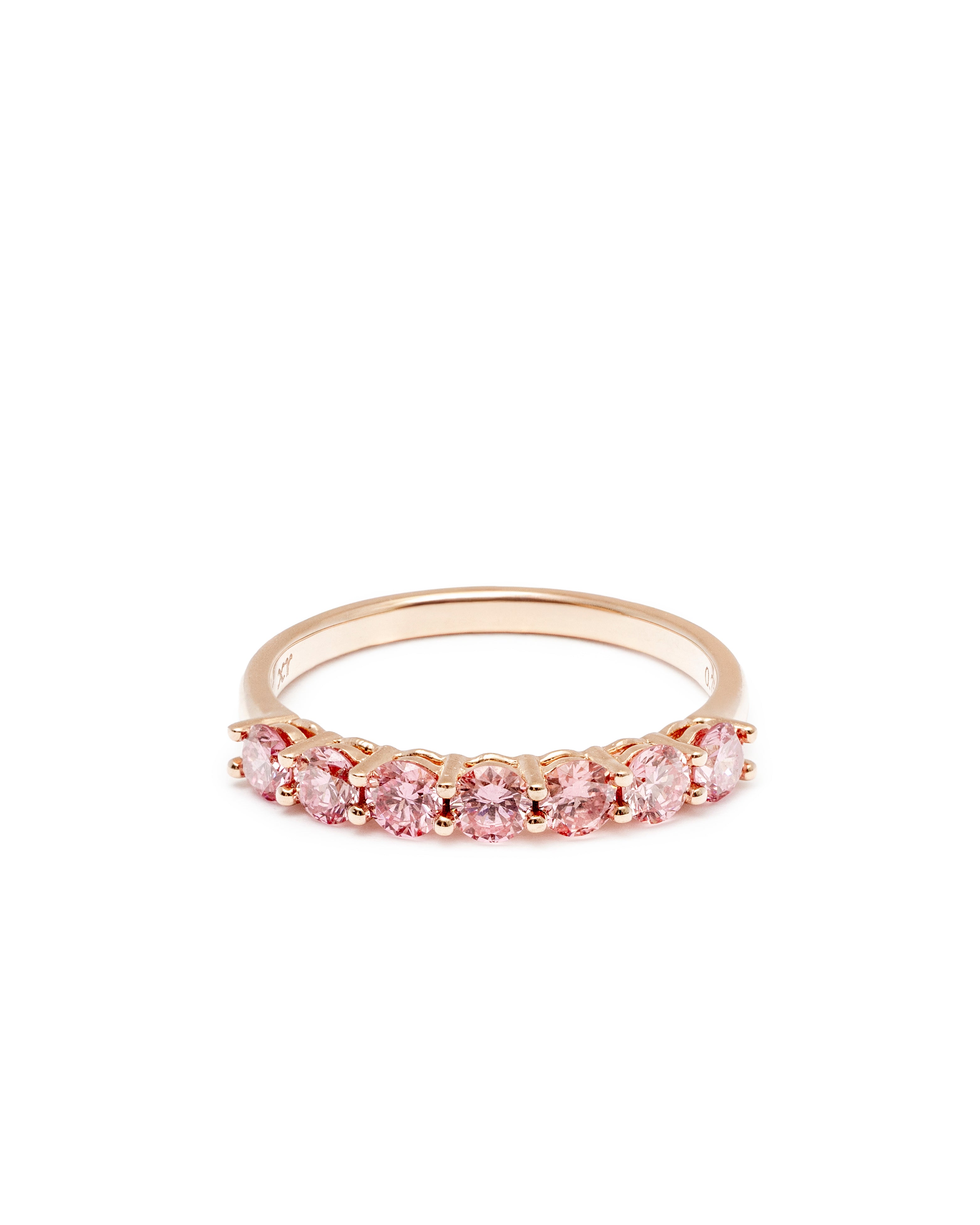 Seven-Stone Pink Lab-Grown Diamond Ring – 14K Rose Gold