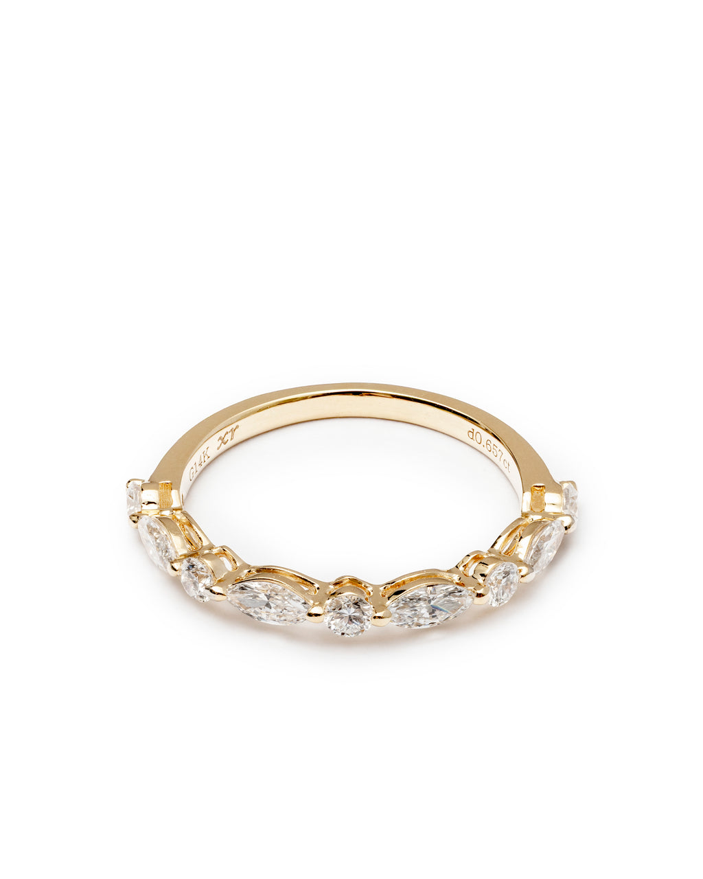 Marquise & Round Lab-Grown Diamond Band – 14K Gold