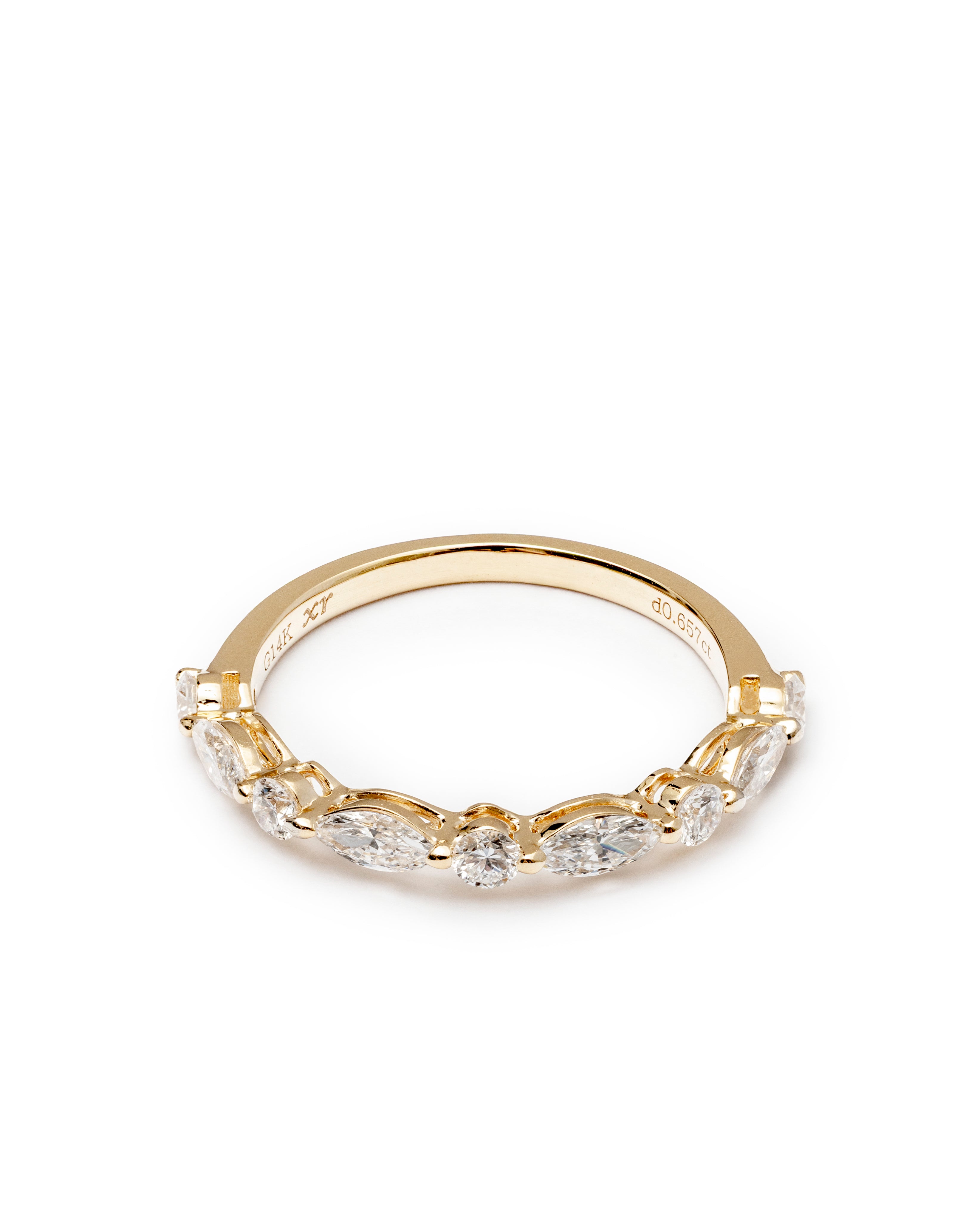 Marquise & Round Lab-Grown Diamond Band – 14K Gold