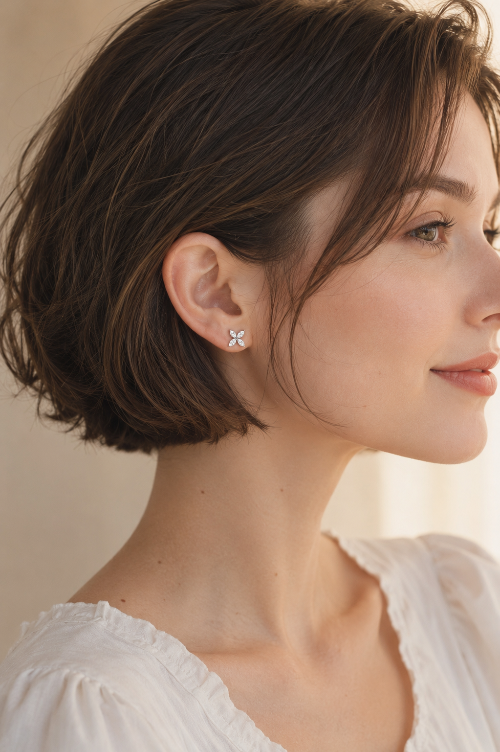 Four-Leaf Clover Lab-Grown Diamond Earrings – 14K White Gold