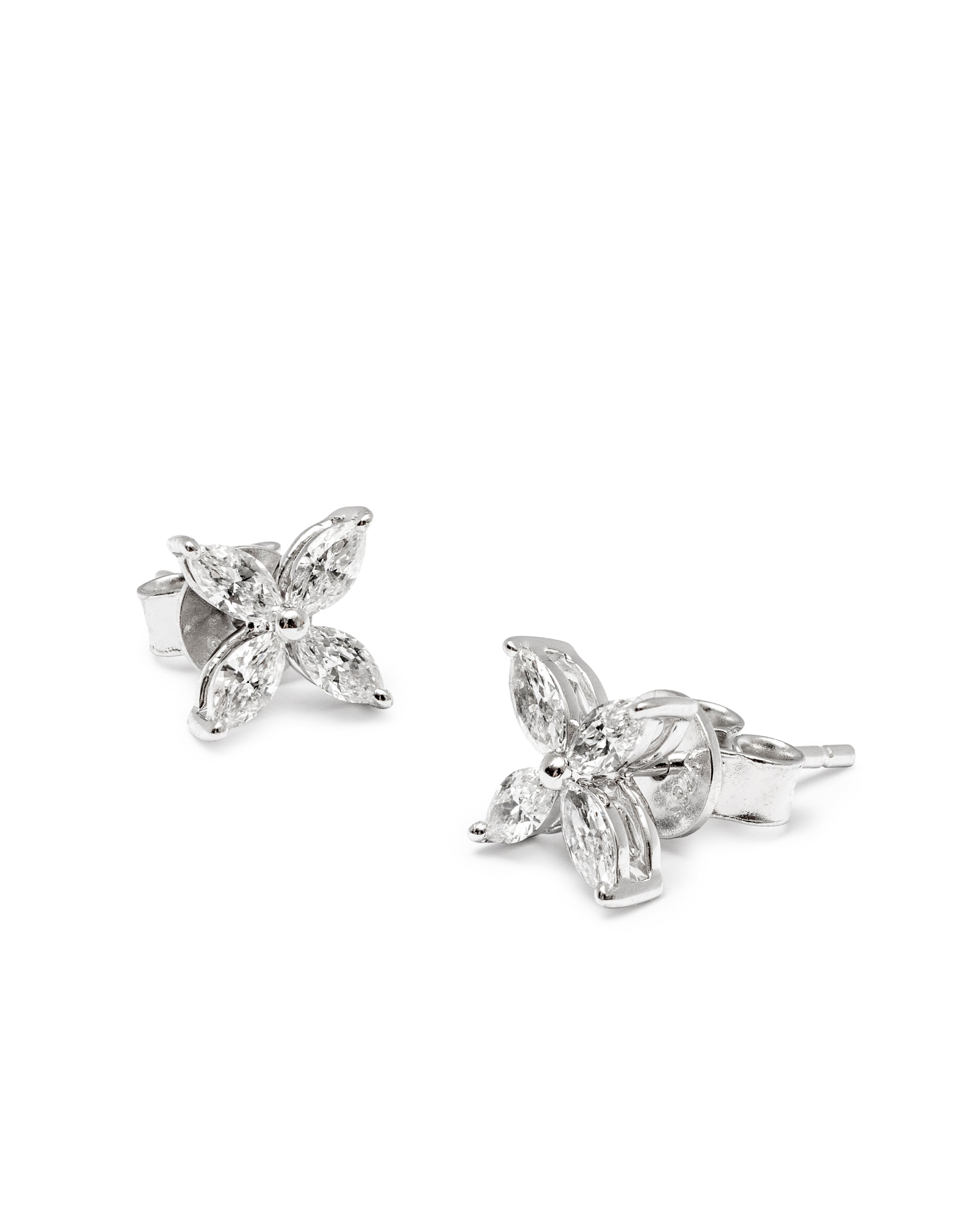 Four-Leaf Clover Lab-Grown Diamond Earrings – 14K White Gold