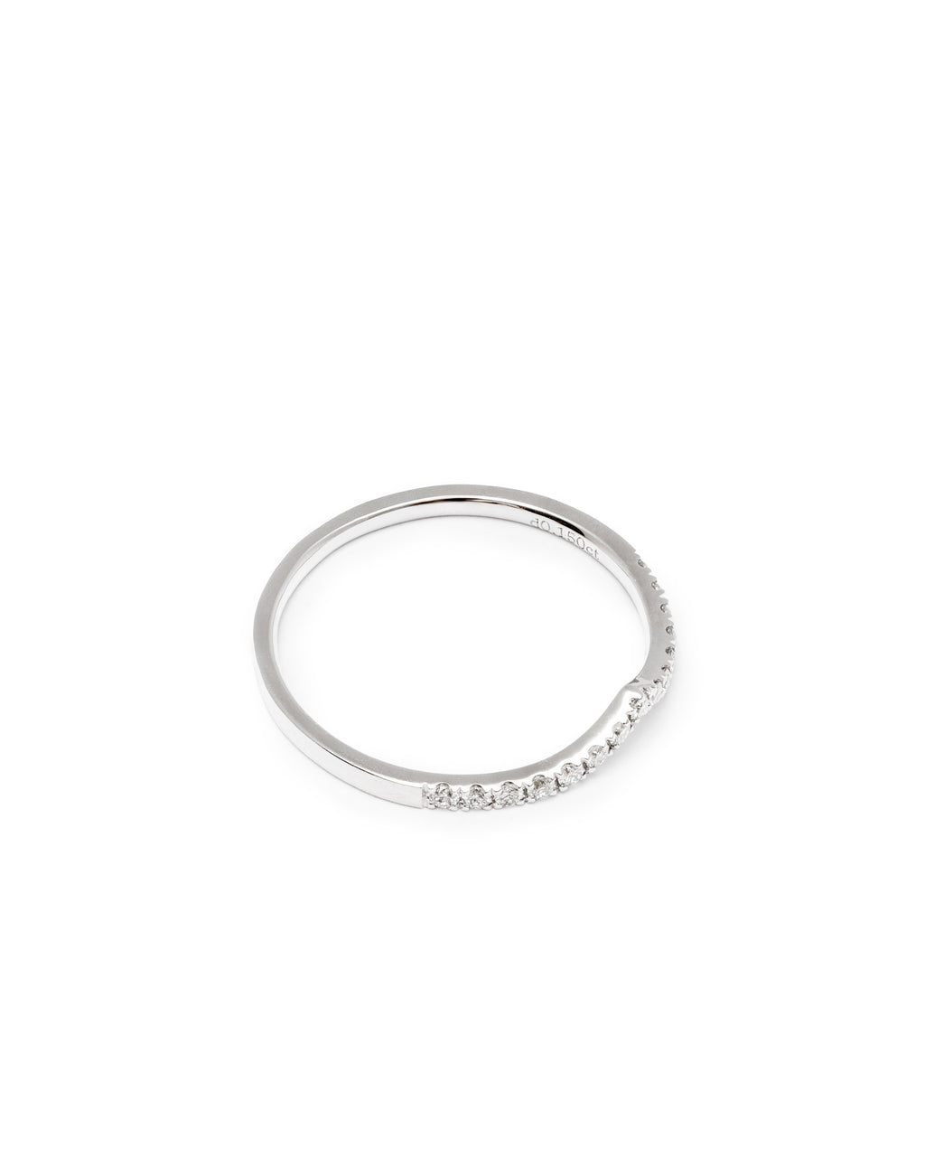 14K White Gold Diamond Heart Curve Band